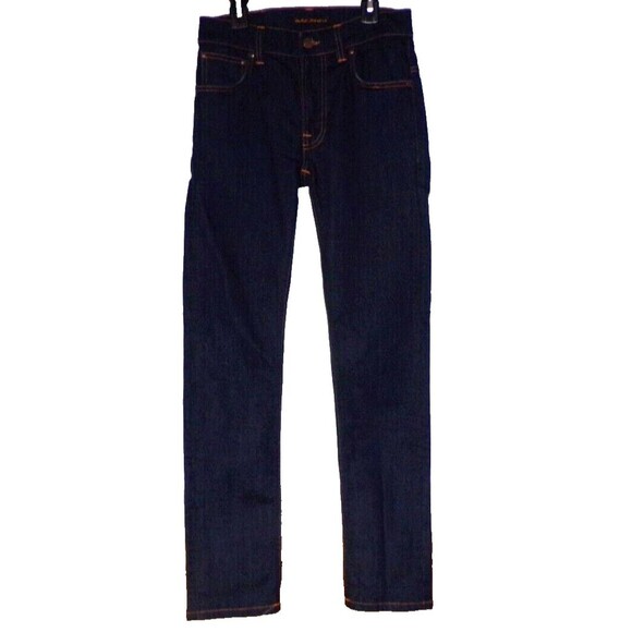 Nudie Thin Finn Slim Fit in Dry Ecru Embo Jeans 29x30 White Embroidered Pkts - Picture 3 of 4